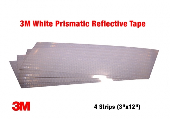 3M White Prismatic Reflective Tape Sheets - 4 Sheets 3"x12"  (for floats, camps etc)
