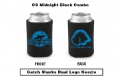 Catch Sharks Dual Jawrassic/Classic Logos - Midnight Black/Blue Koozie