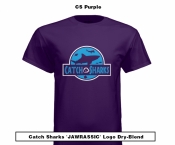 Catch Sharks 'Jawrassic' Logo - Purple Short Sleeve Dry-Blend Shirt
